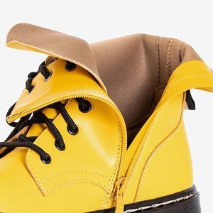 Žlté dámske topánky s plochým podpätkom Chic Glam - Topánky