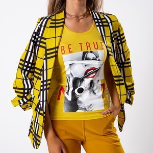 Žlté dámske tričko s potlačou a nápisom - Oblečenie