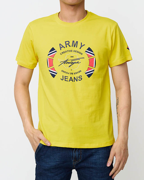 Žlté pánske tričko s potlačou - Oblečenie
