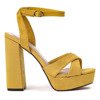 Żółte sandały na słupku Bibiana - Obuwie